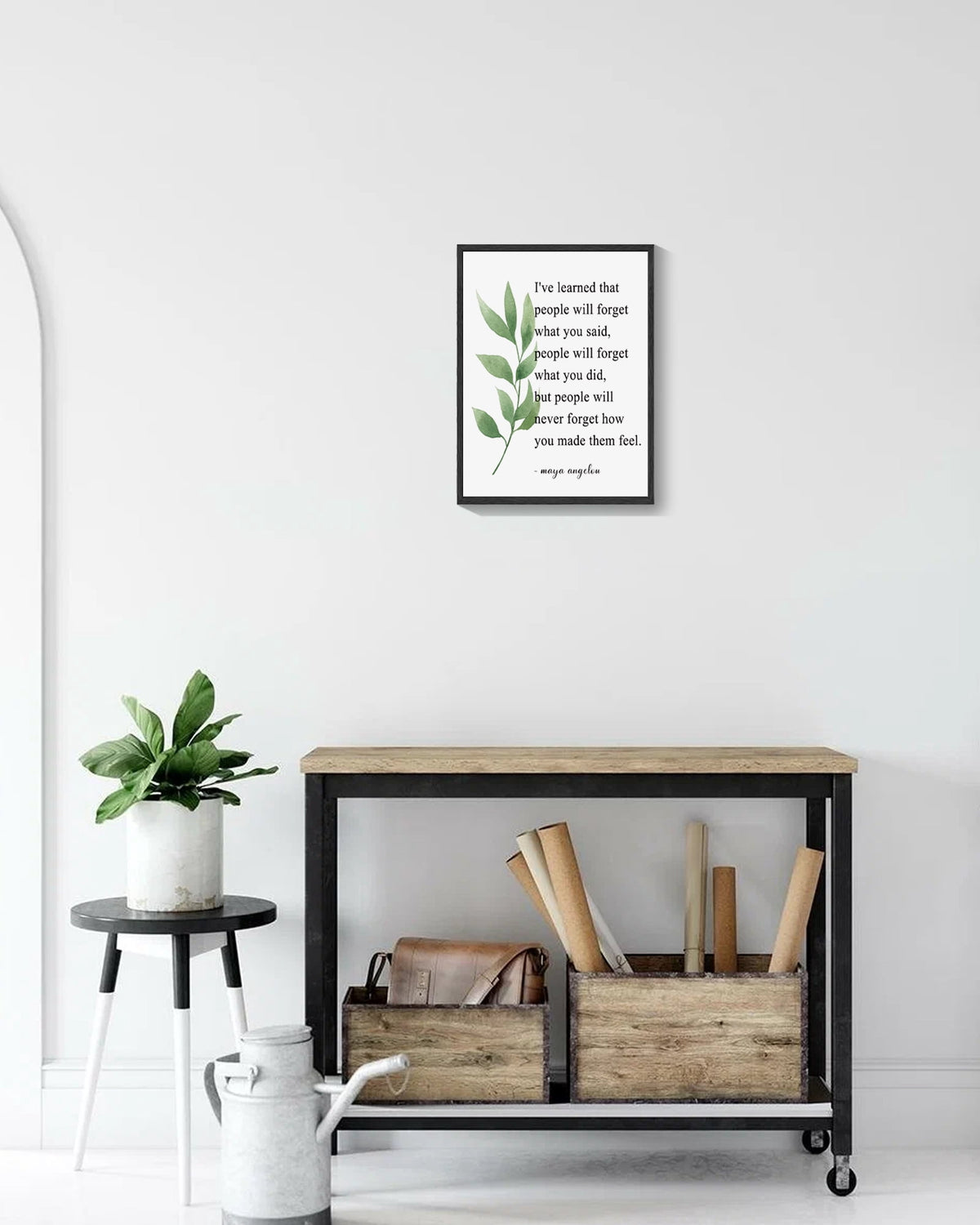 Motivational 11x14in Black Framed Wall Art I've Learned That People Will Never Forget How You Made Them Feel Inspirational Quote Positive Posters Office Home Decor