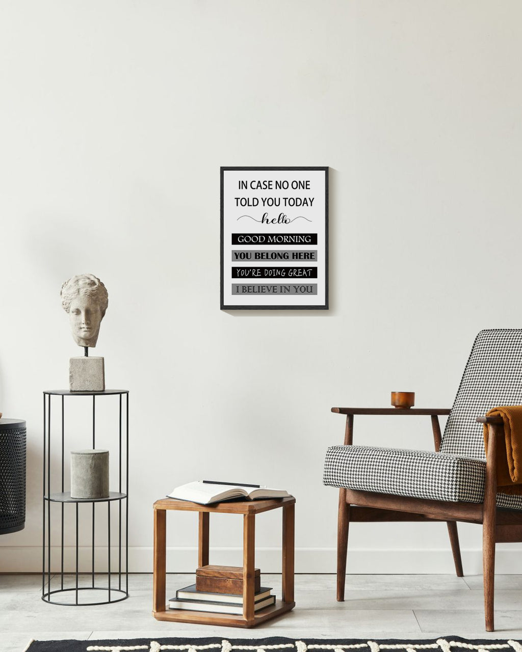 Inspirational 11x14in Black Framed Wall Art in Case No One Told You Today, Hello, Good Morning, You Belong Here, You're Doing Great, I Believe in You, Signs