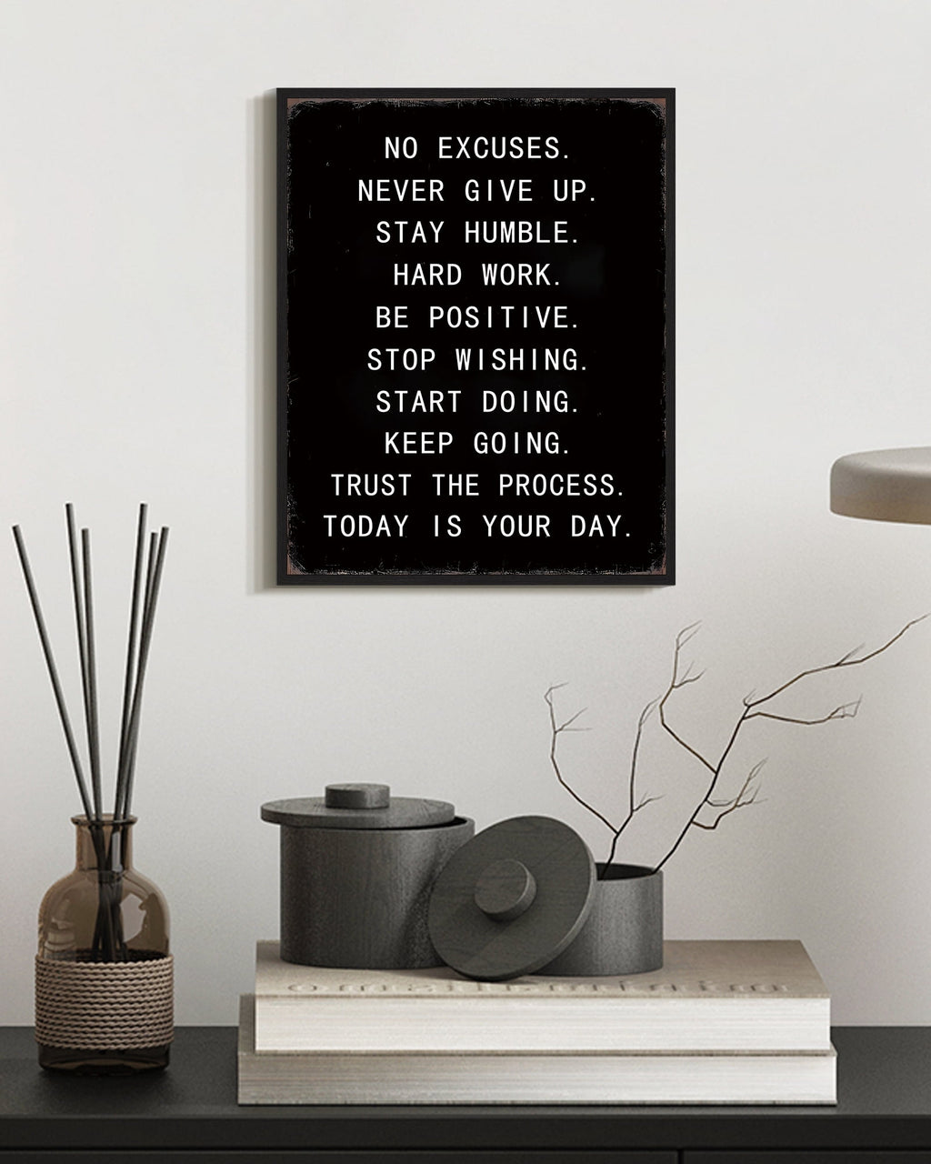 Drsoum Inspirational Wall Decor Motivational Positive Quote Sayings Prints Art Encouraging Posters Office Home Decor 8x10in Black Framed