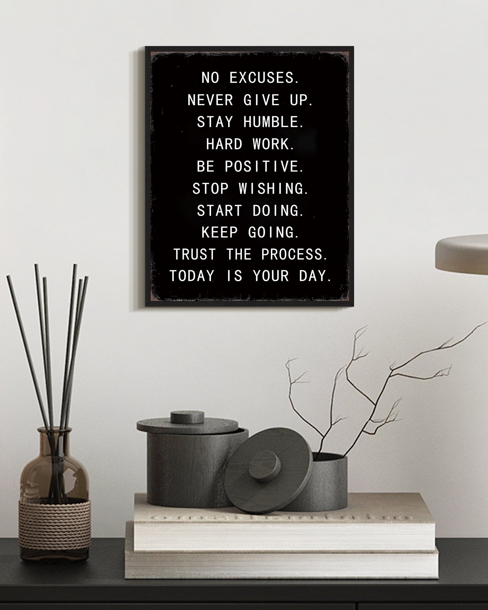 Drsoum Inspirational Wall Decor Motivational Positive Quote Sayings Prints Art Encouraging Posters Office Home Decor 8x10in Black Framed