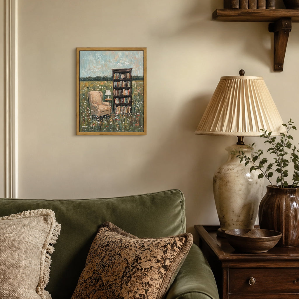 Drsoum Bookish Library Framed Canvas Wall Art 8x10 Inch