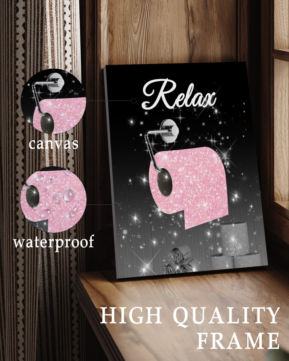 Drsoum Glam Pink Fashion Woman Wall Decor Girly Beauty Makeup Room Decor 8x10in4PCS Natural Framed