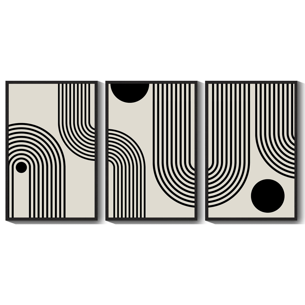Drsoum Black Minimalism Abstract Boho Wall Art 16x24in3pcs Black Framed Bohemian Decor Ready To Hang