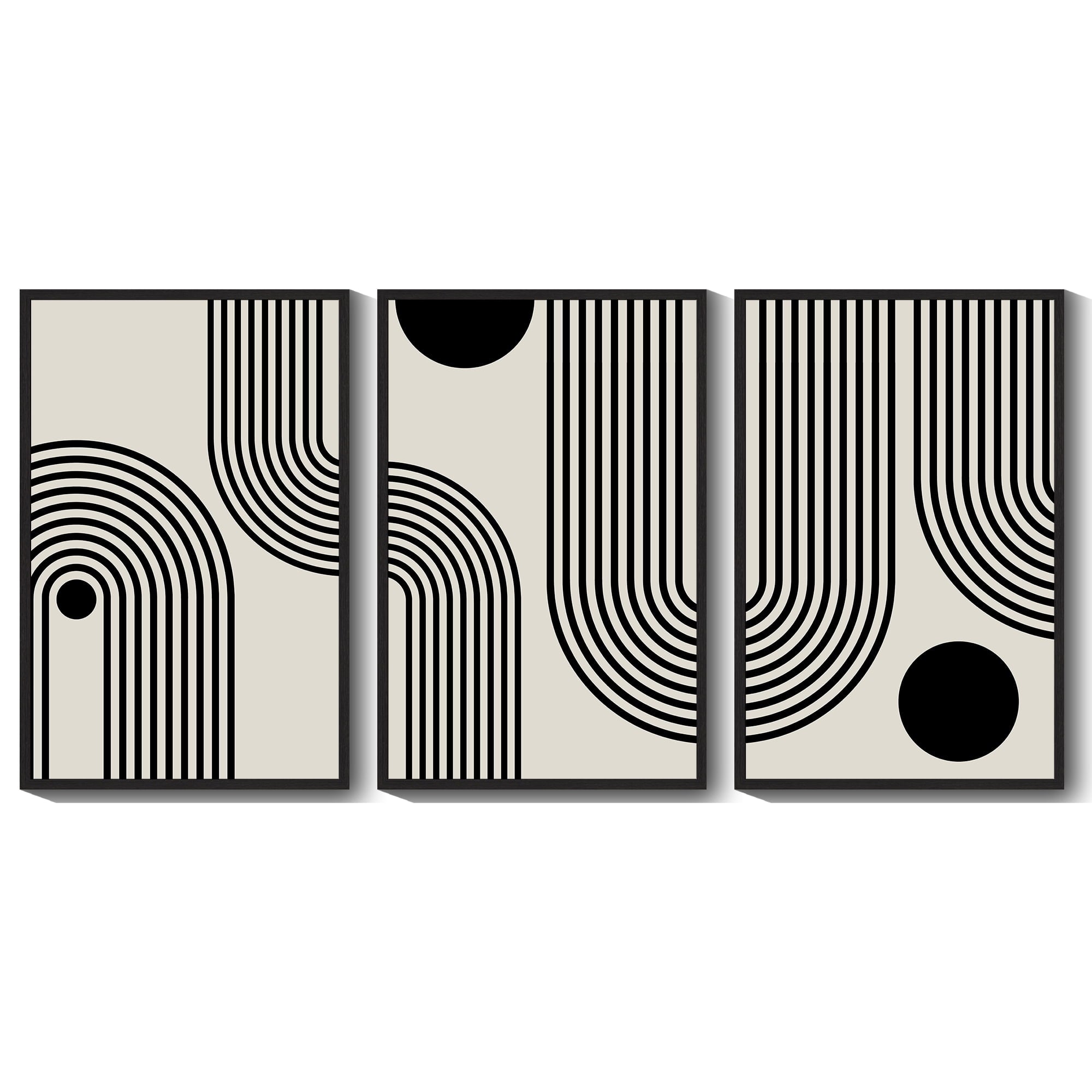 Drsoum Black Minimalism Abstract Boho Wall Art 16x24in3pcs Black Framed Bohemian Decor Ready To Hang