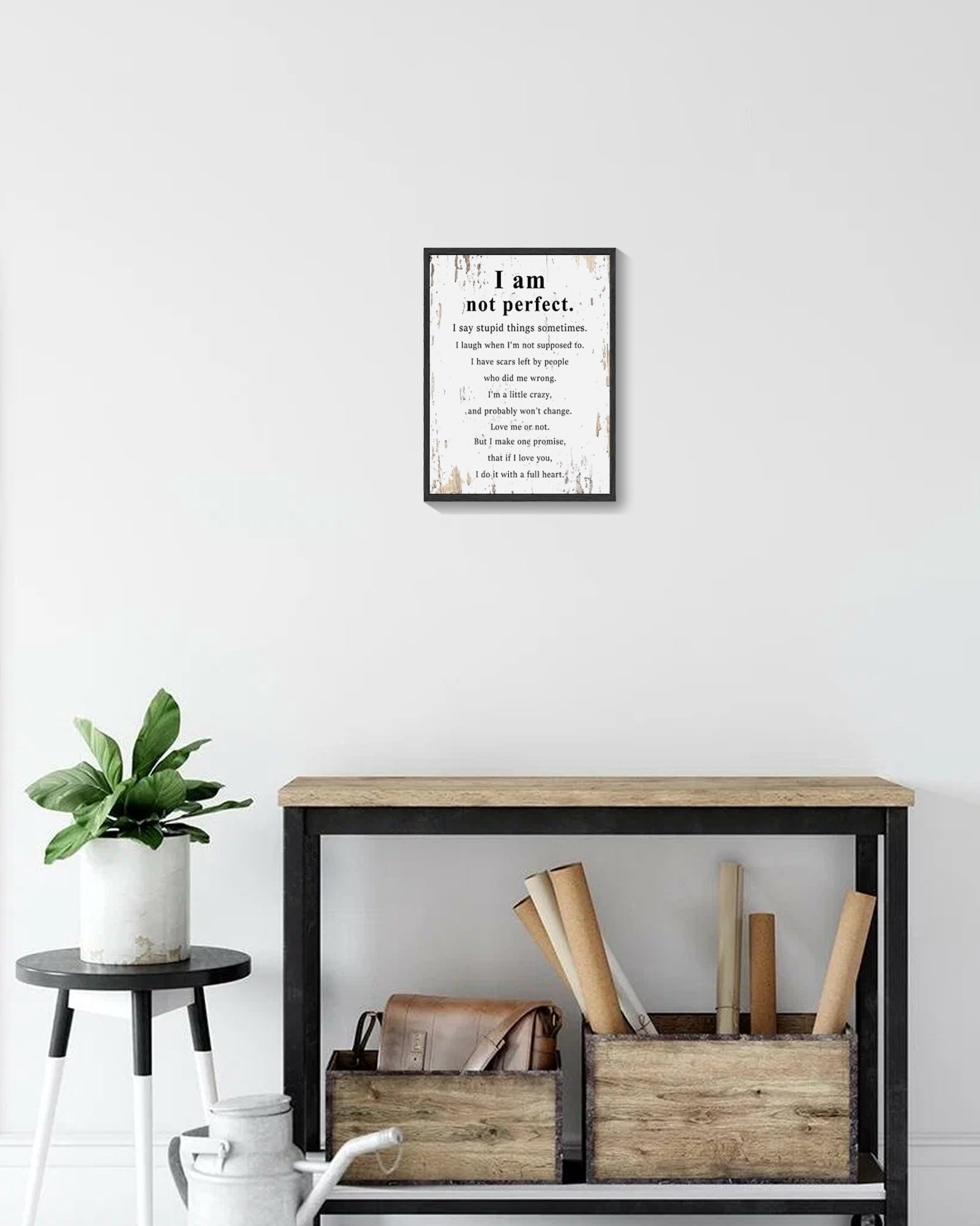 Inspirational 11x14in Black Framed Wall Art Motivational I Am No Perfect Quote Sayings Office Home Decor Canvas Prints Encouraging Positive Posters Painting