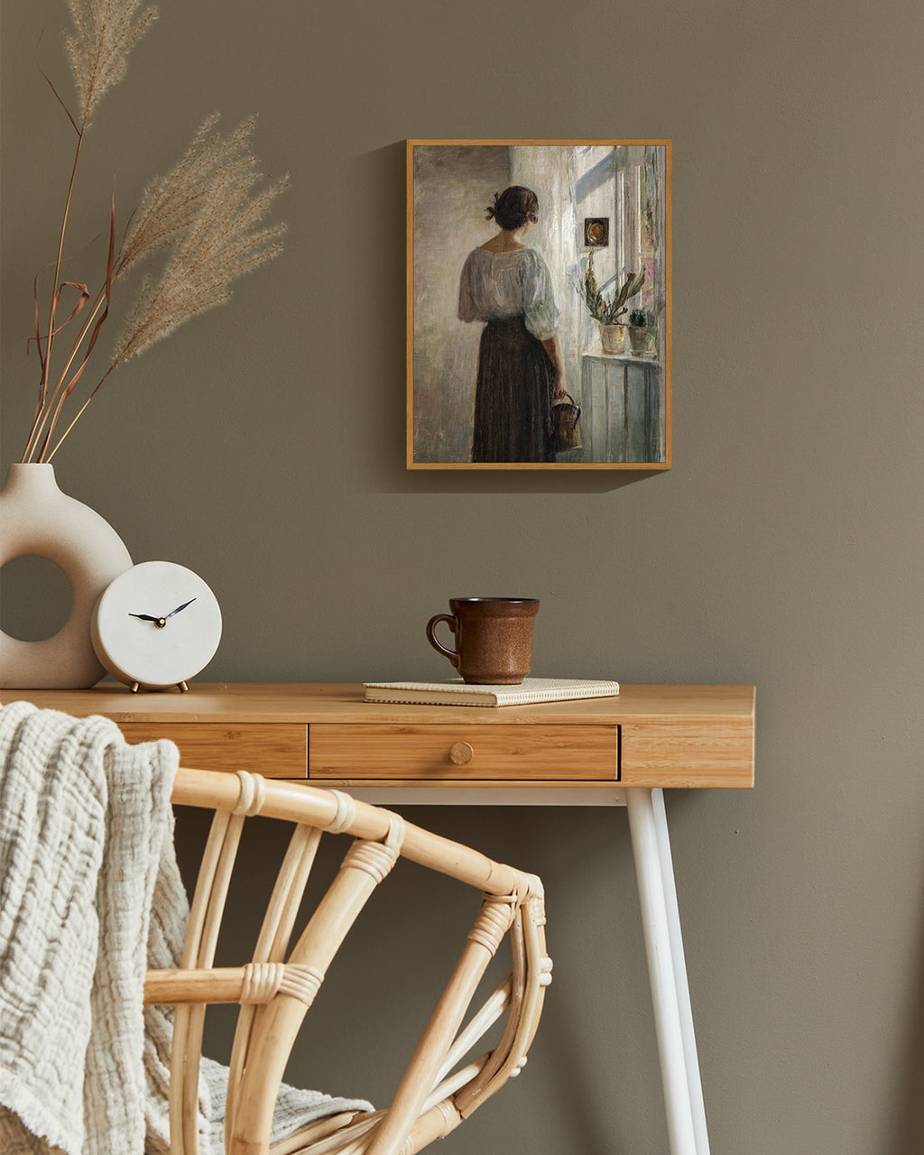 Drsoum French Country Wall Art Medieval Lady Classic Prints Kitchen Bathroom Office Decor - 8x10in Nature Framed