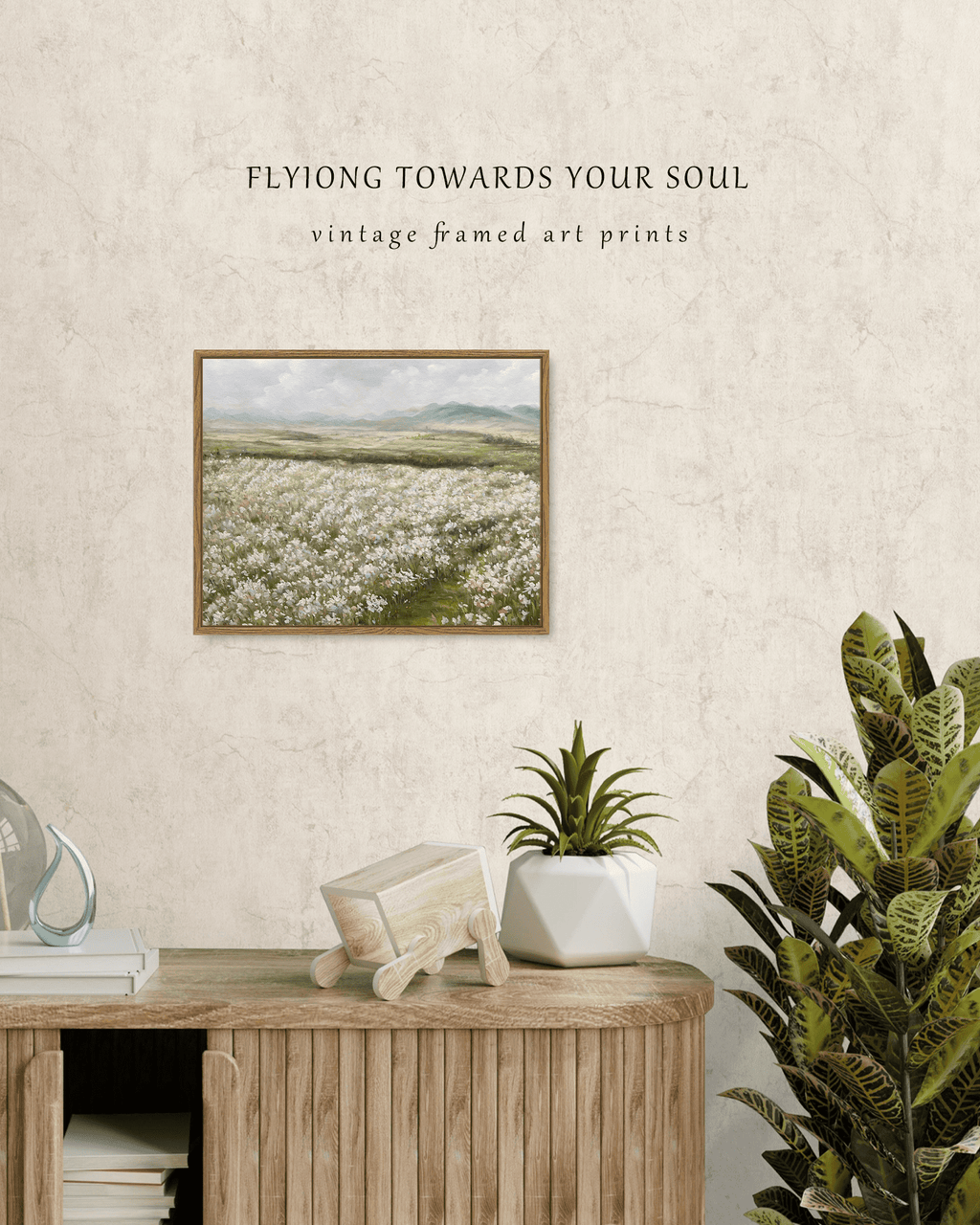 Drsoum Landscape Artwork Wall Art Prairie in Full Bloom Classic Prints 11x14in Modern Farmhouse Kitchen Bathroom Office Decor - Natural Framed
