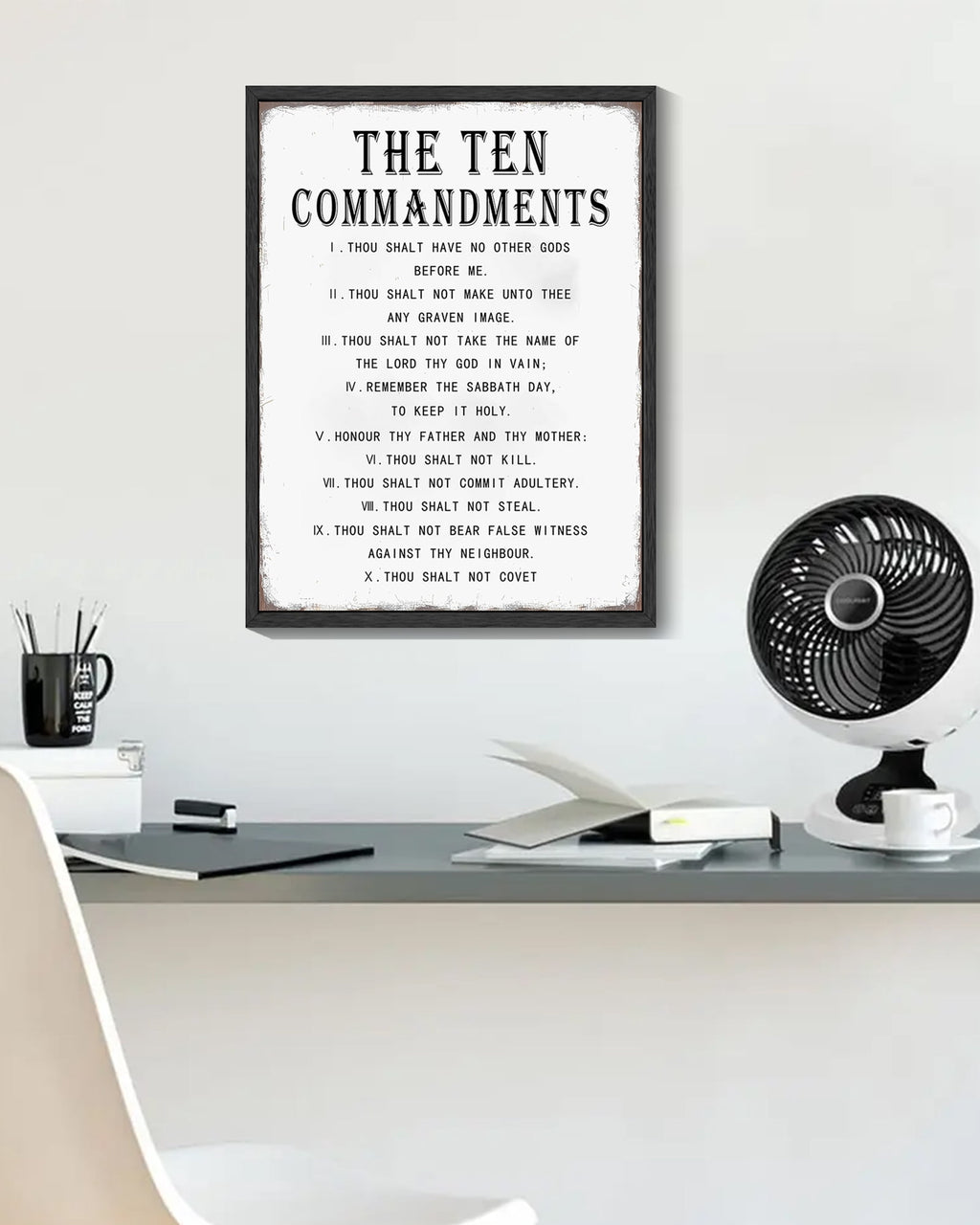 Inspirational 11x14in Black Framed Wall Art Motivational Bible Verse Ten Commandments Quote Sayings Office Home Decor Canvas Prints Encouraging Positive Posters Painting