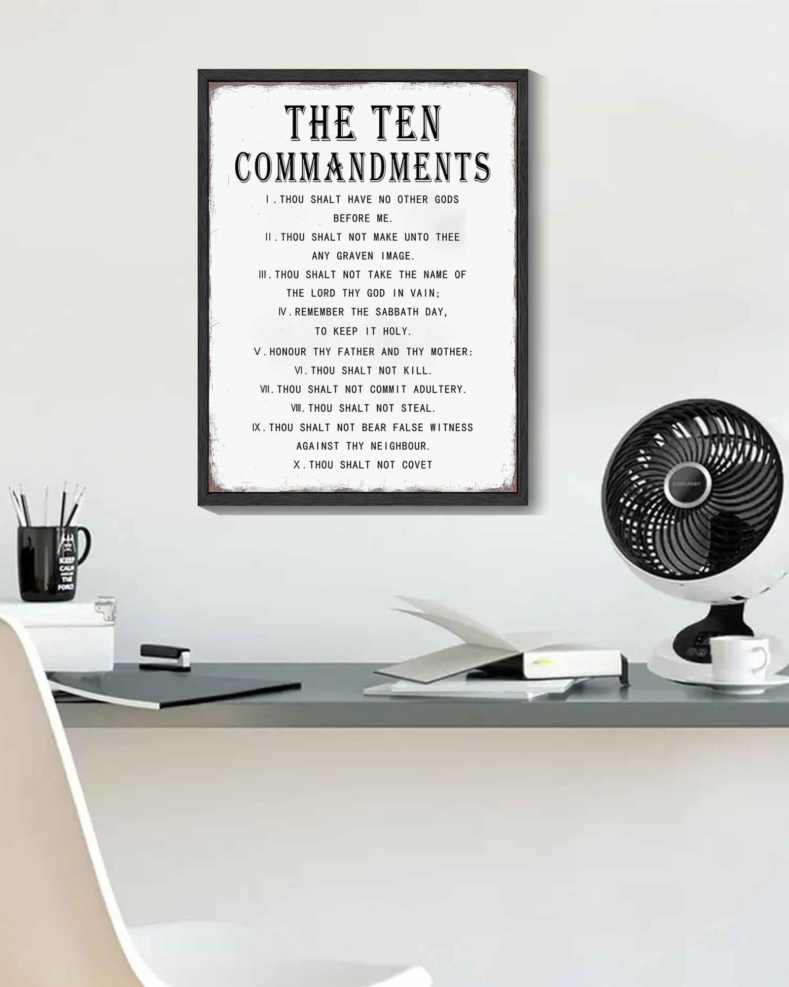 Inspirational 11x14in Black Framed Wall Art Motivational Bible Verse Ten Commandments Quote Sayings Office Home Decor Canvas Prints Encouraging Positive Posters Painting