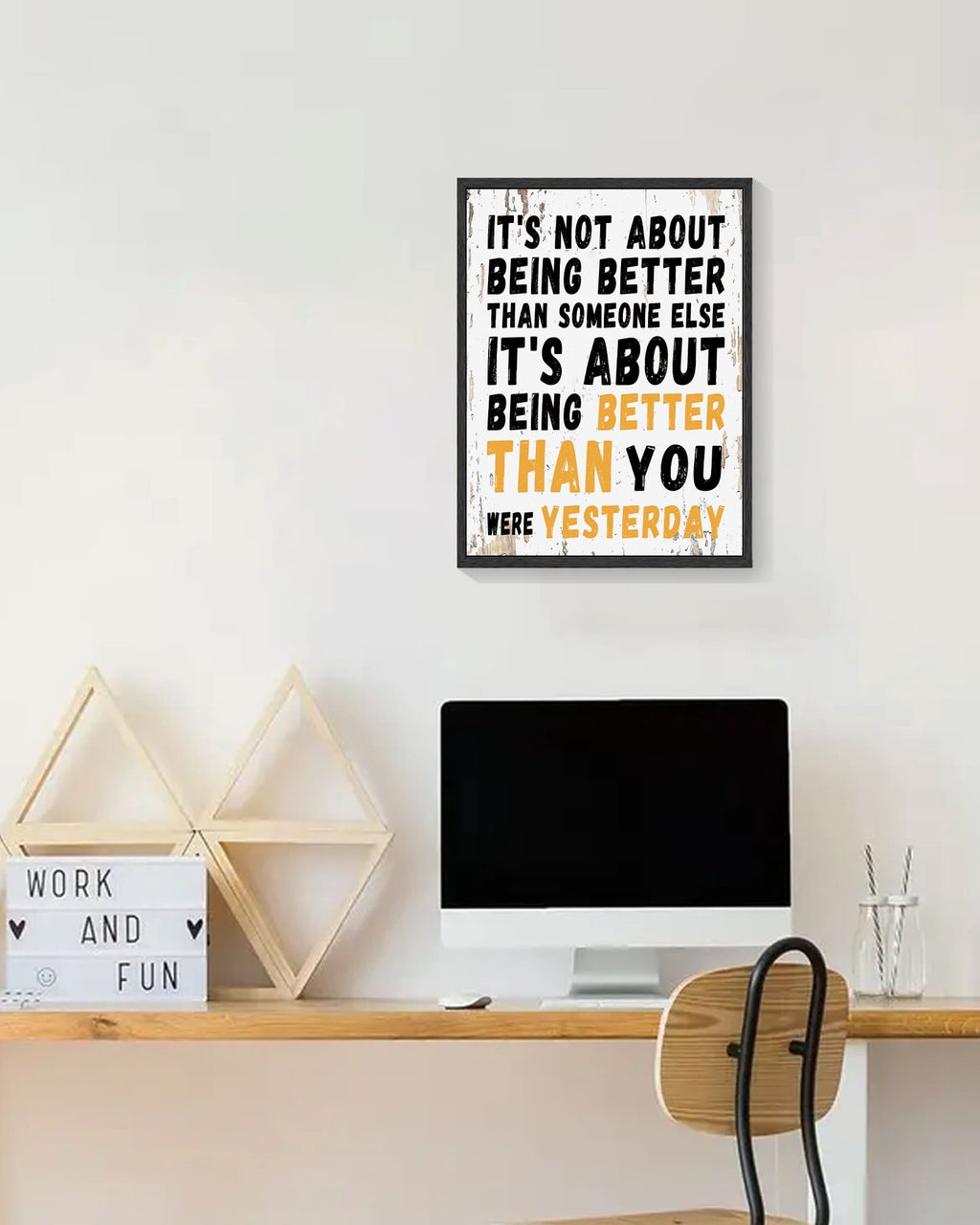Inspirational 11x14in Black Framed Wall Art Motivational BEING BETTER Quote Sayings Office Home Decor Canvas Prints Encouraging Positive Posters Painting