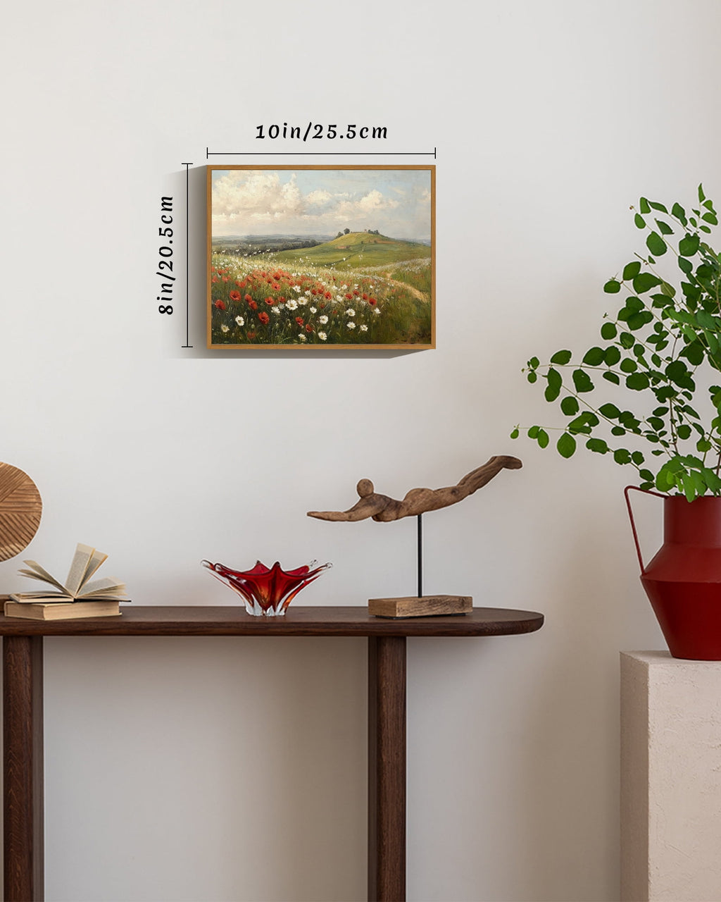 Drsoum Landscape Rural wildflowers Wall Art Classic Retro rustic Wall Prints Farmhouse Kitchen Bathroom Office Decor - 8x10in Nature Framed