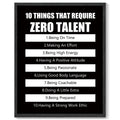 8x10in Black Framed Inspirational Framed Canvas Wall Art ZERO TALENT Motivational Positive Quote Sayings Office Home Decor Prints Encouraging Posters