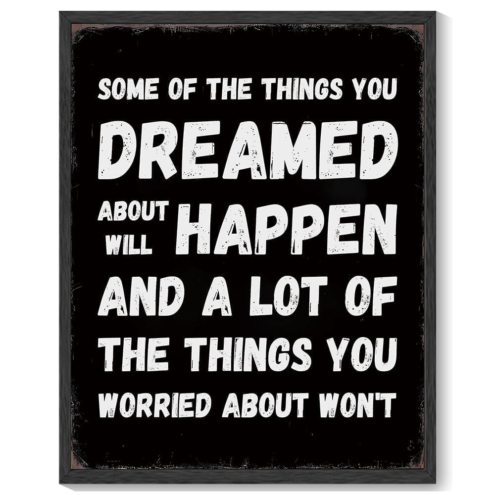 8x10in Black Framed Inspirational Wall Art Dreamed Will Happen Motivational Positive Quote Sayings Office Home Decor Prints Encouraging Posters Study