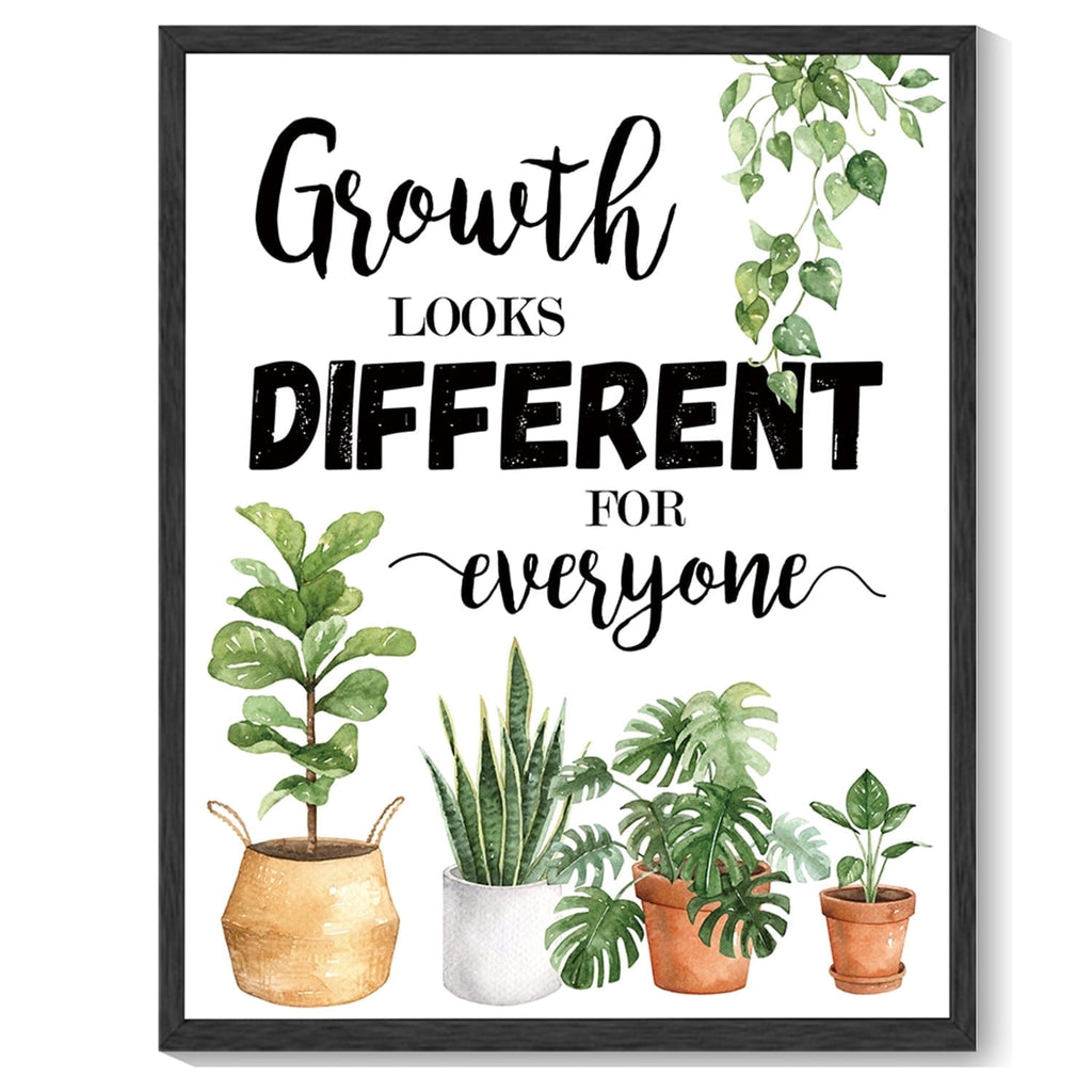 8x10in Black Framed Inspirational Wall Art Growth Looks Different for Everyone Motivational Quote Sayings Office Home Decor Prints Encouraging Positive Posters Study