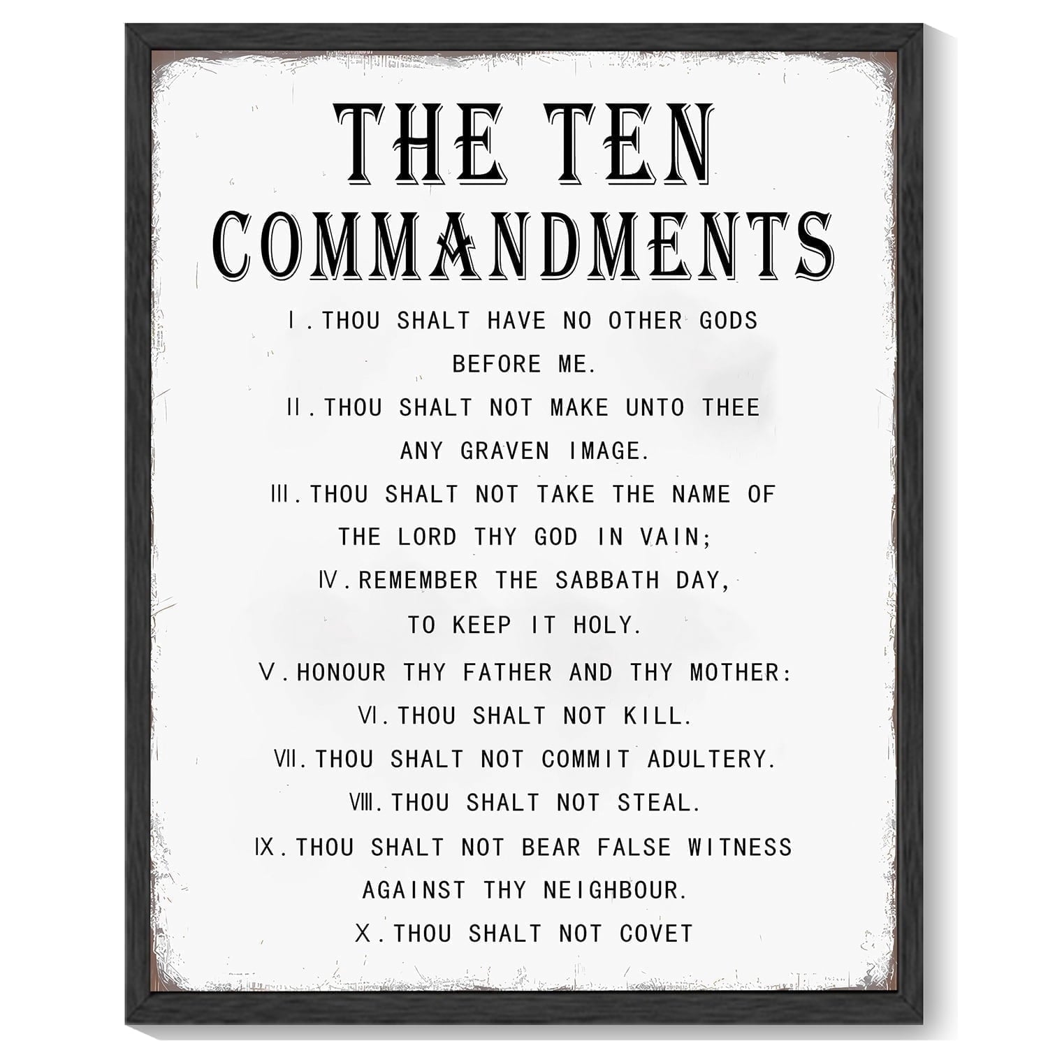 8x10in Black Framed Inspirational Wall Art Motivational Bible Verse Ten Commandments Quote Sayings Office Home Decor Canvas Prints Encouraging Positive Posters Painting