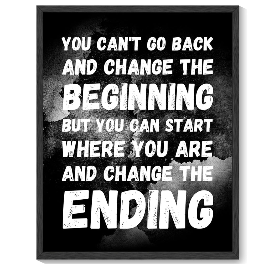 8x10in Black Framed Inspirational Wall Art You Can't Go Back Sayings Office Home Decor Motivational Quote Encouraging Positive Posters Prints