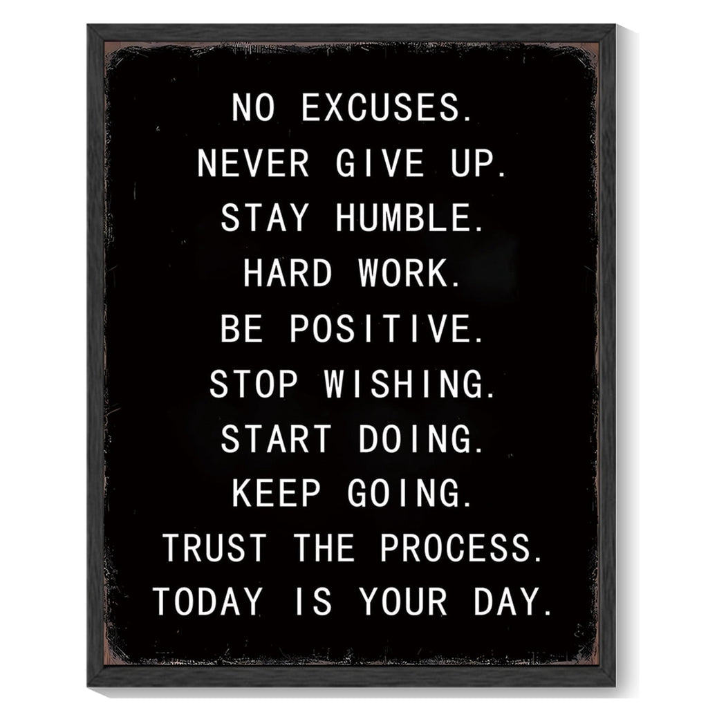 8x10in Black Framed Motivational Wall Decor Never Give Up Inspirational Quote Sayings Office Home Decor Prints Art Encouraging Be Positive Posters