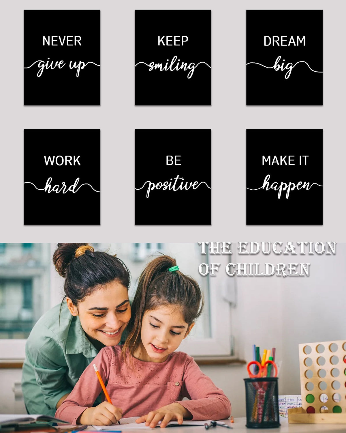 Drsoum Inspirational Office Wall Art Motivational Quotes Encouraging Sayings Framed Posters 8x10in