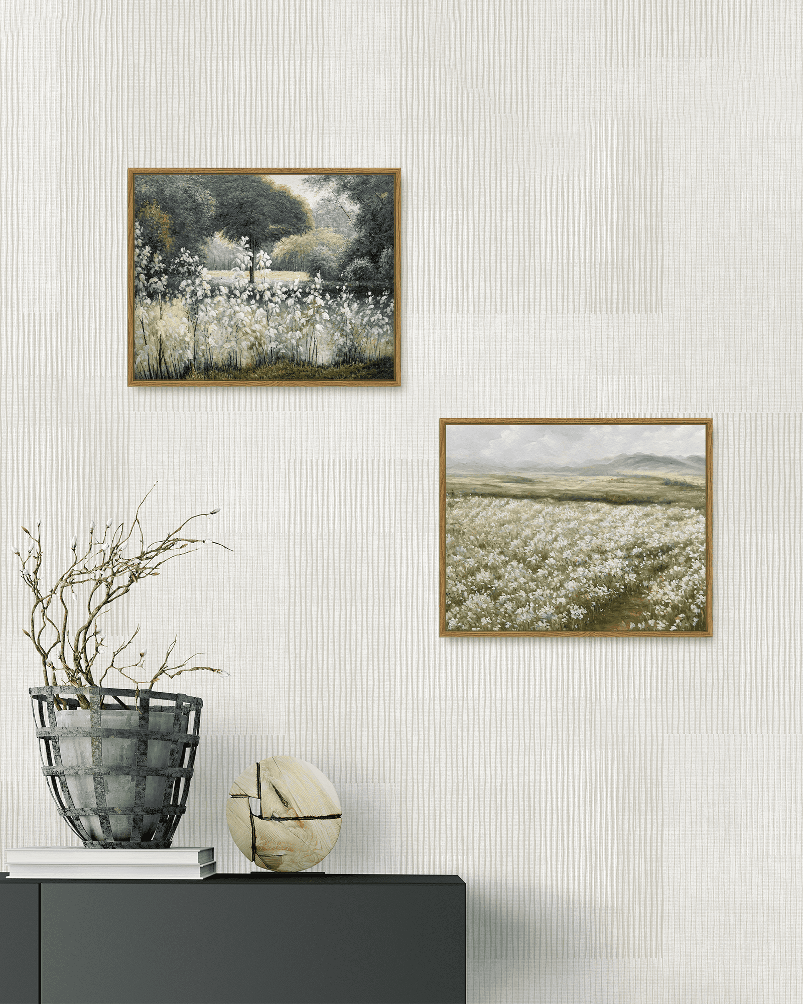 Drsoum Landscape Artwork Wall Art Prairie in Full Bloom Classic Prints 11x14in Modern Farmhouse Kitchen Bathroom Office Decor - Natural Framed