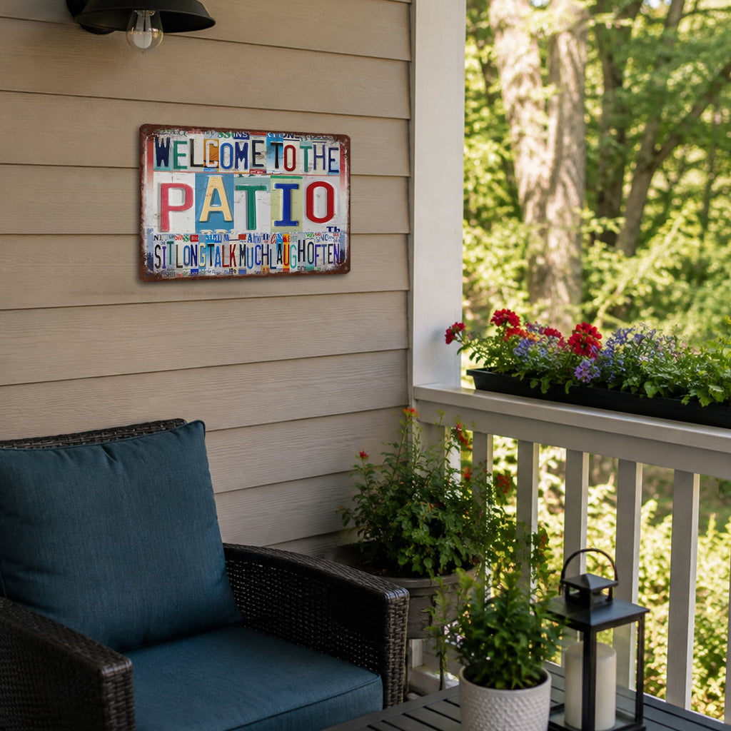 Drsoum Welcome Patio Sign Metal Tin Sign 8x12 Inch Rustic Outdoor Decor