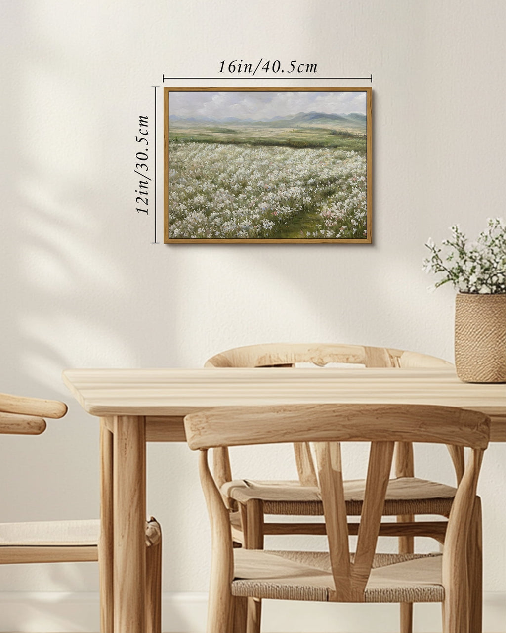 Drsoum Landscape Artwork Wall Art Prairie in Full Bloom Classic Prints Modern Farmhouse Kitchen Bathroom Office Decor 12x16in Natural Framed
