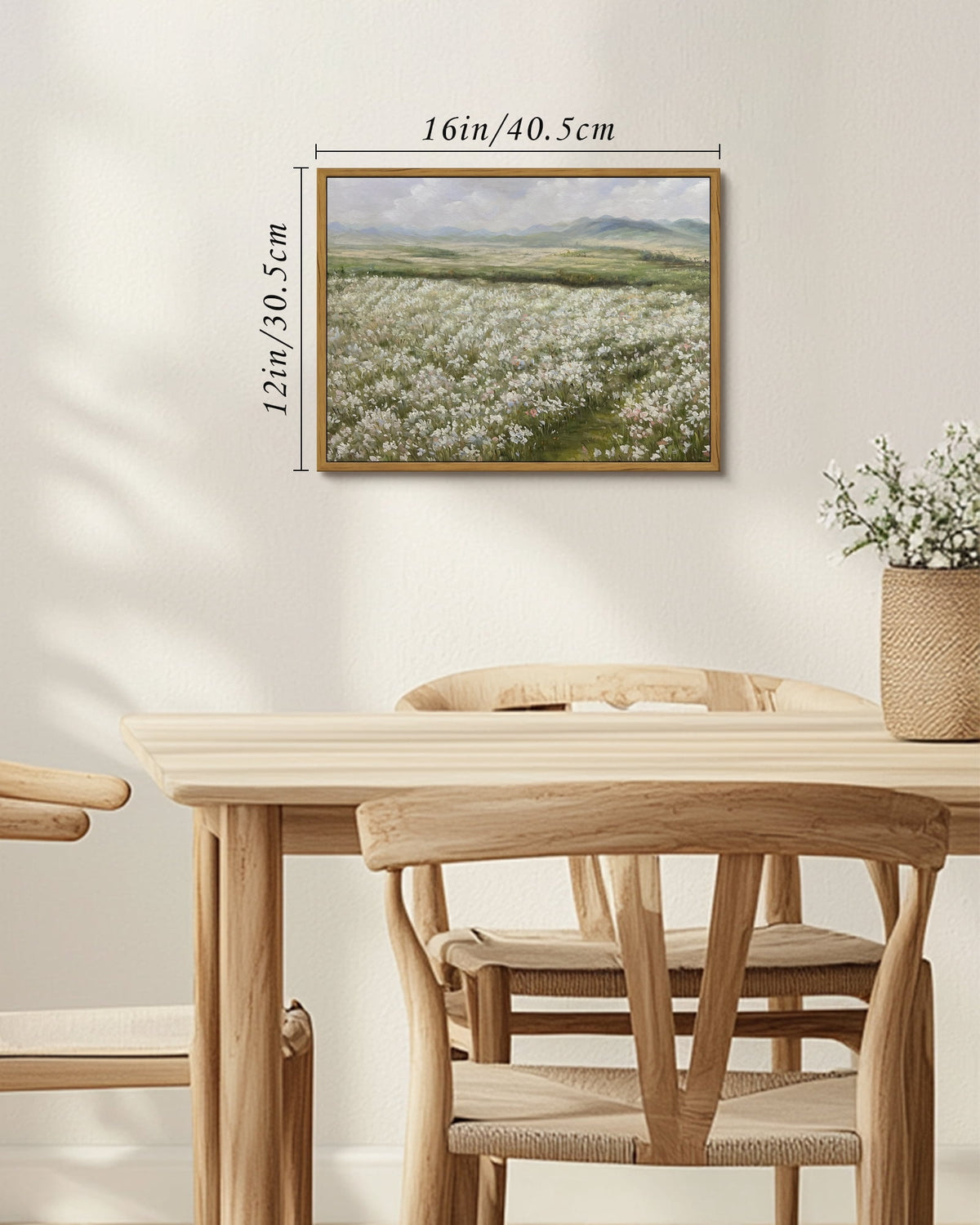 Drsoum Landscape Artwork Wall Art Prairie in Full Bloom Classic Prints Modern Farmhouse Kitchen Bathroom Office Decor 12x16in Natural Framed