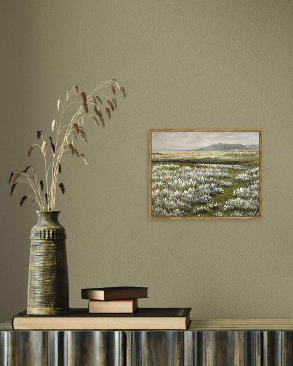 Drsoum Landscape Artwork Wall Art Prairie in Full Bloom Prints Farmhouse Kitchen Bathroom Office Decor - 8x10in Natural Framed