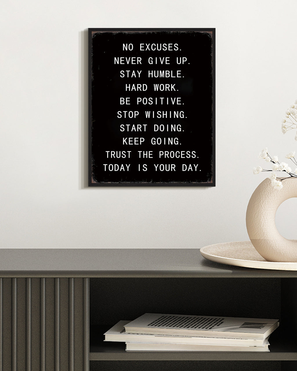 Drsoum Inspirational Wall Decor Motivational Positive Quote Sayings Prints Art Encouraging Posters Office Home Decor 8x10in Black Framed