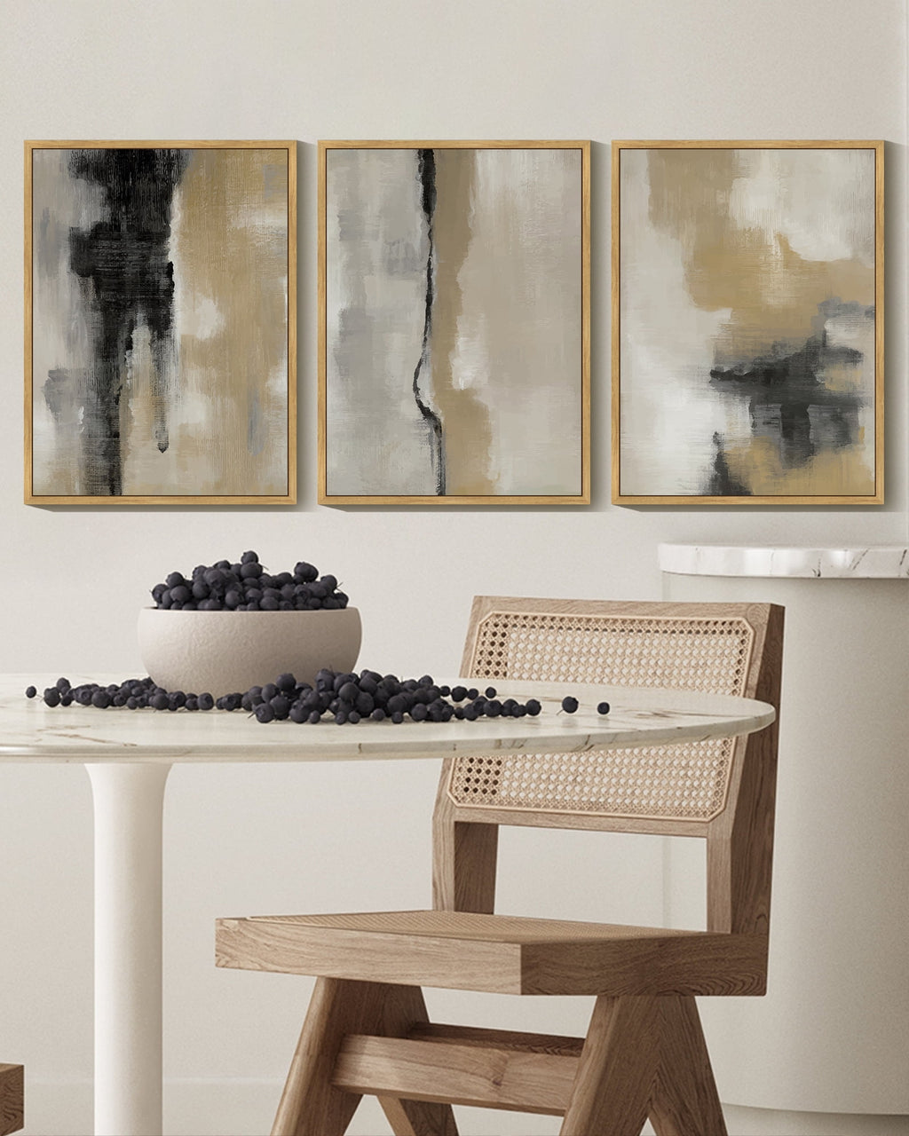 Drsoum Abstract Wall Art Color Block Artwork for Office Hallway Bedroom 11x14in3pcs Natural Framed