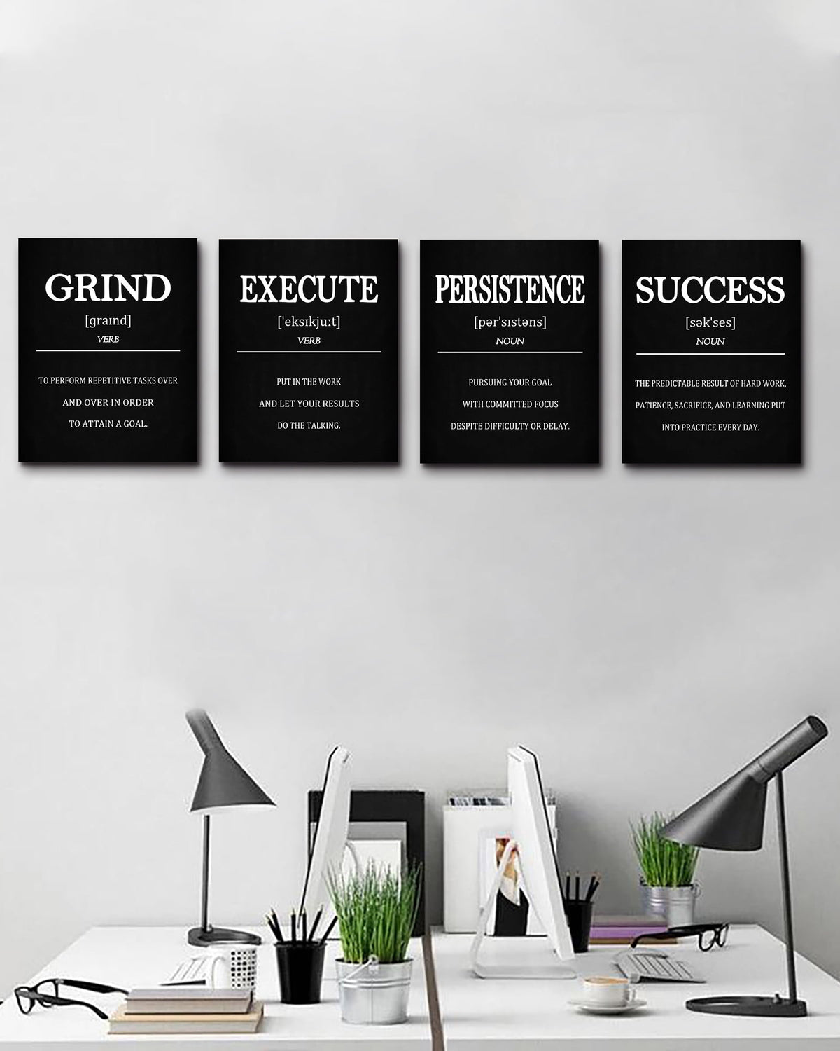 Drsoum Inspirational Office Wall Art Motivational Quotes Encouraging Sayings Framed Posters 8x10in4pcs
