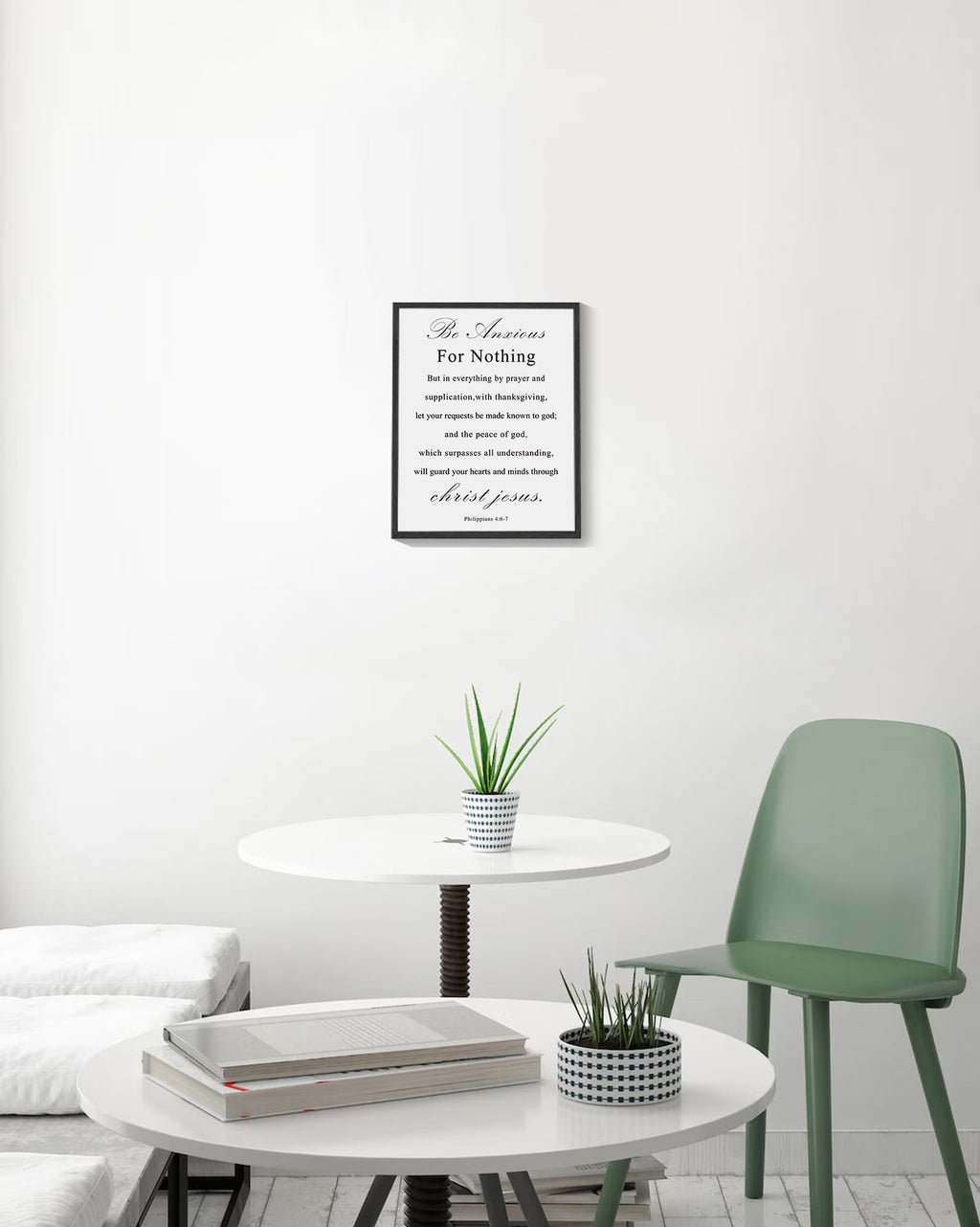 8x10in Black Framed Christian Motivational Wall Art Be Anxious for Nothing Philippians 4:6-7 Canvas Print Positive Scripture Painting Home Wall Decor