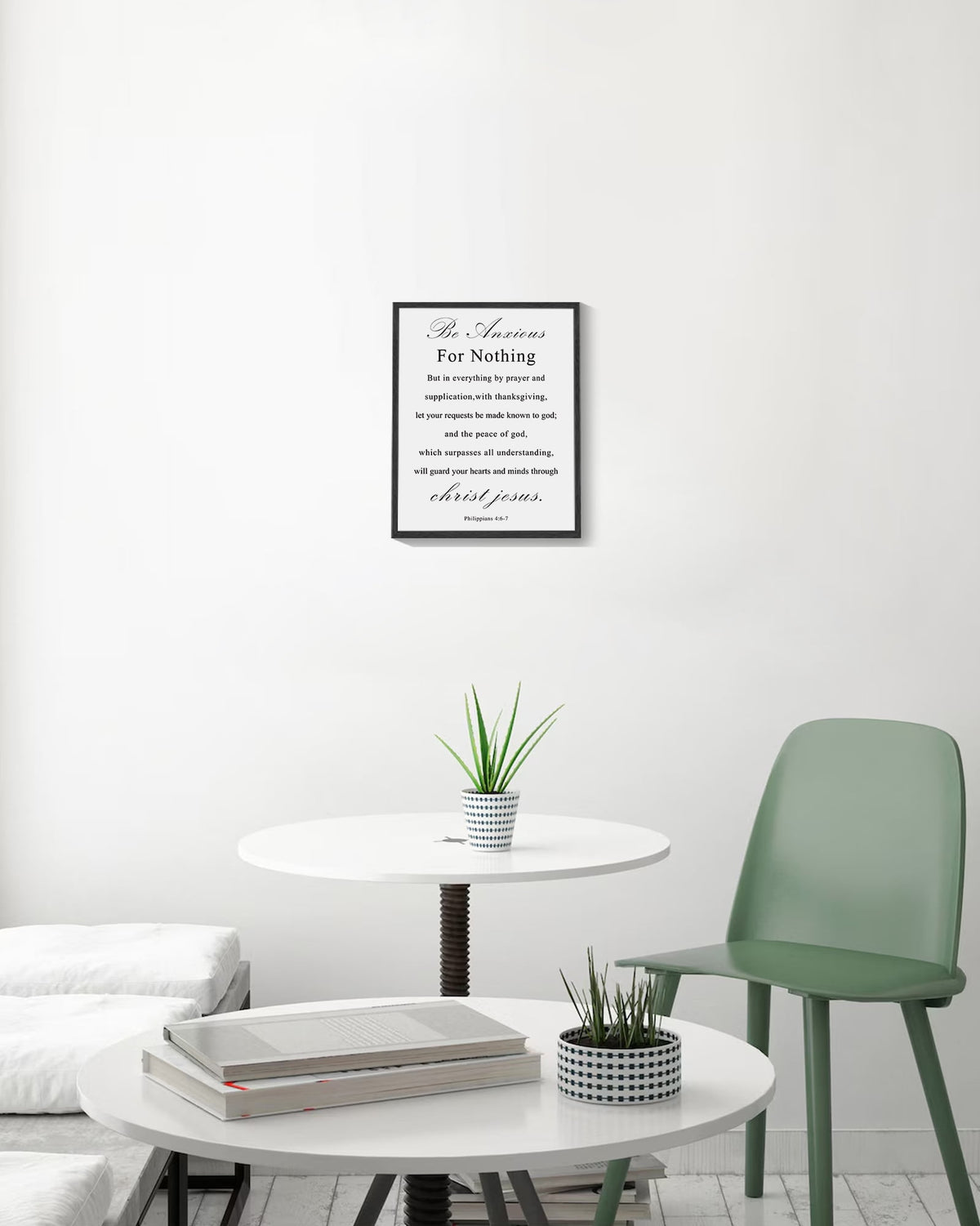 8x10in Black Framed Christian Motivational Wall Art Be Anxious for Nothing Philippians 4:6-7 Canvas Print Positive Scripture Painting Home Wall Decor
