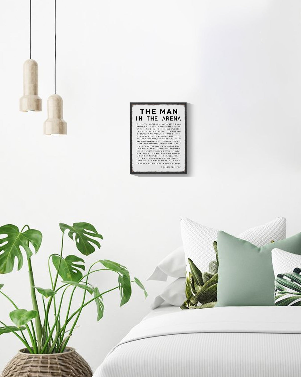 8x10in Black Framed Inspirational Wall Decor the Man in the Arena Motivational Quote Sayings Office Home Decor Prints Art Encouraging Positive Posters