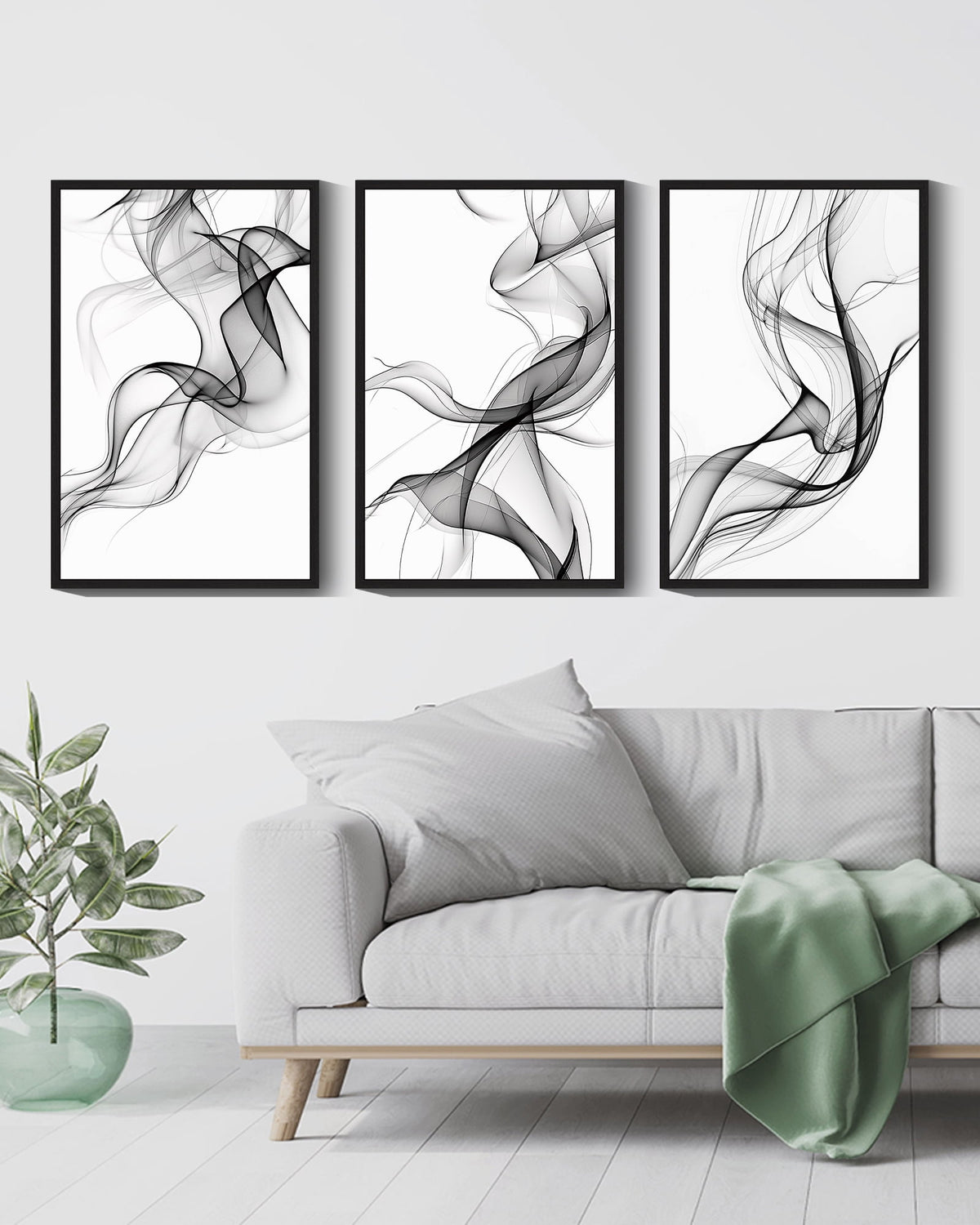 Drsoum Modern Abstract Wall Art 16x24in3pcs Black Framed Minimalism Print Artwork for Bedroom living room Dining room Hallway