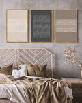 Drsoum 16x24in3pcs Brown Framed Boho Vintage Canvas Print Wall Art Geometric Pattern Abstract Shapes Modern Art