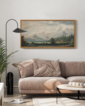 Drsoum 20x40in Natural Framed Landscape Large Canvas Wall Art Retro Village Prints Modern Hallways Dining Rooms Bedroom Living Rooms Decor