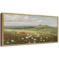 Drsoum 20x40in Natural Framed Landscape Rural wildflowers Wall Art Classic Retro rustic Wall Prints Farmhouse Kitchen Bathroom Office Decor
