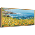 Drsoum 20x40in Natural Framed Landscape wildflowers Wall Art seascape Wall Prints Farmhouse Hallways Dining Rooms Bedroom Living Rooms Decor