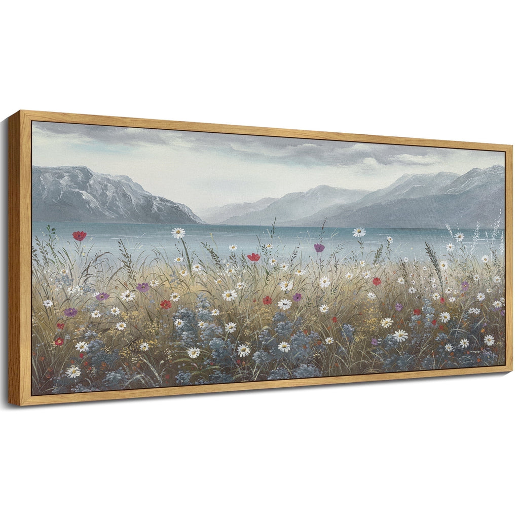 Drsoum 20x40in Natural Framed Wild Floral Wall Art Coastal wall decor Prints Farmhouse Hallways Dining Rooms Bedroom Living Rooms Decor