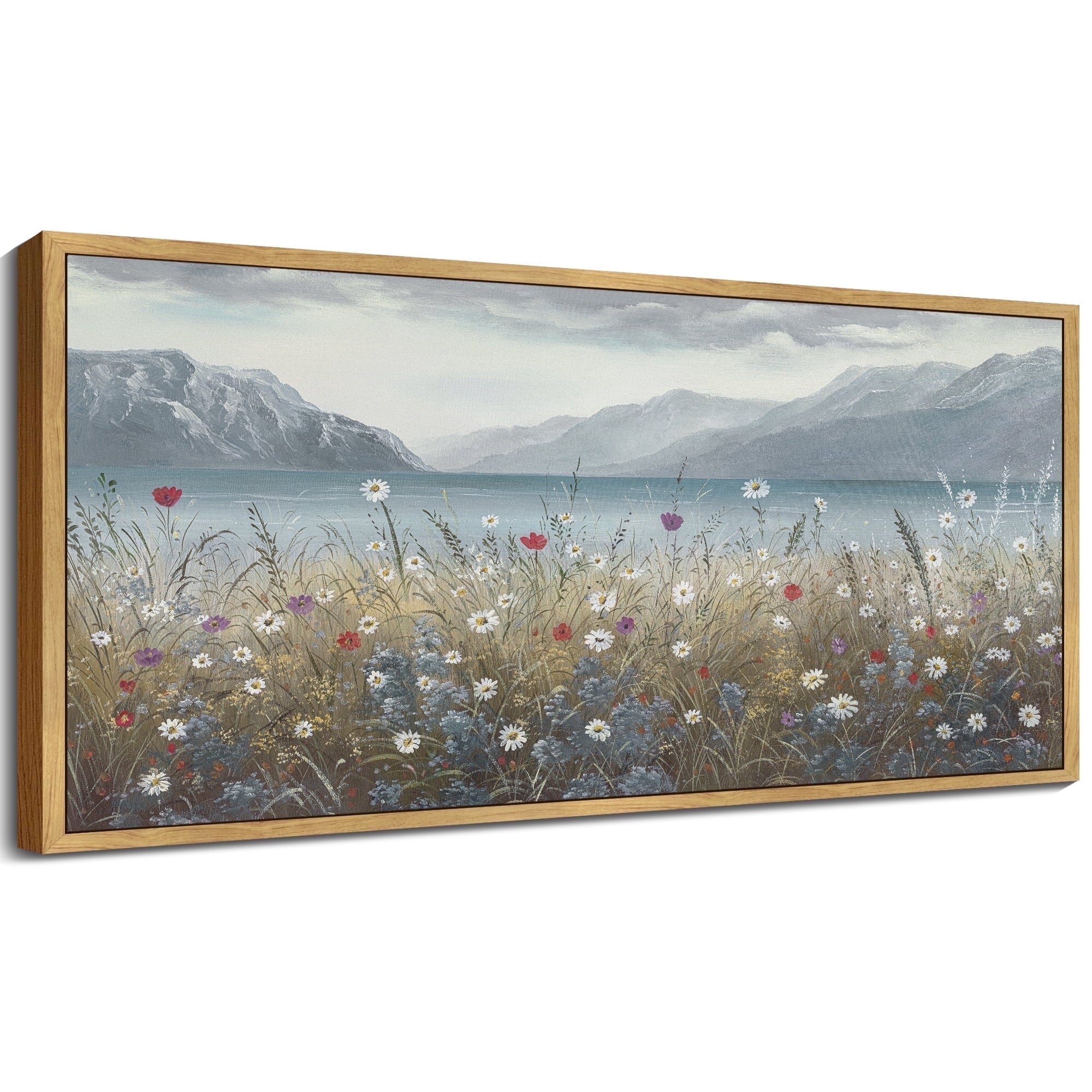 Drsoum 20x40in Natural Framed Wild Floral Wall Art Coastal wall decor Prints Farmhouse Hallways Dining Rooms Bedroom Living Rooms Decor