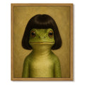 Drsoum 8x10 Framed Frog Bob Haircut Canvas Wall Art Whimsical Decor