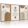 Drsoum Abstract Wall Art Bohemia Line Printing Minimalist for Bathroom Prints with Sun Lines 11x14in3pcs Natural Framed