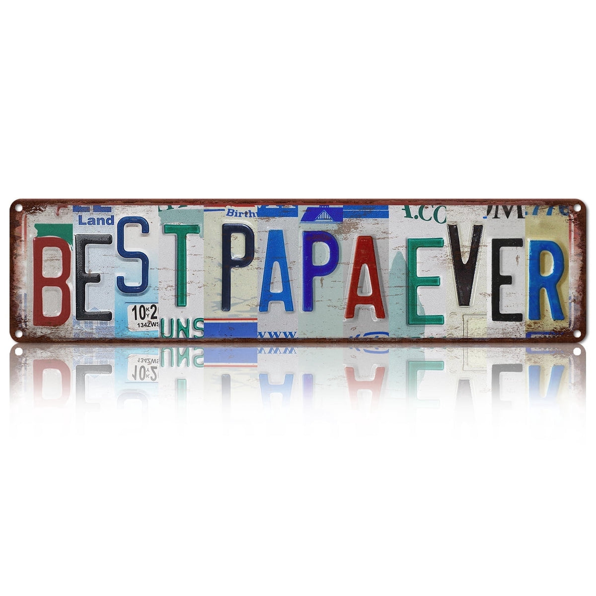 Drsoum BEST PAPA EVER Vintage Metal Sign Vintage Wall Decor 4x16 Inch