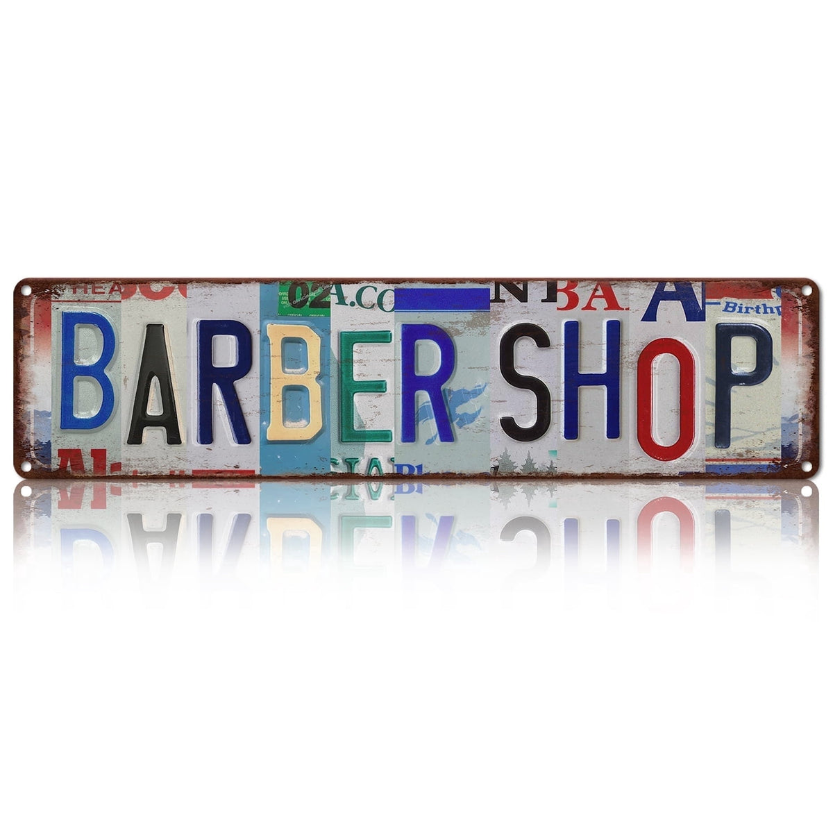 Drsoum Barber Shop Retro License Plate Vintage Metal Wall Sign 16x40cm Decor