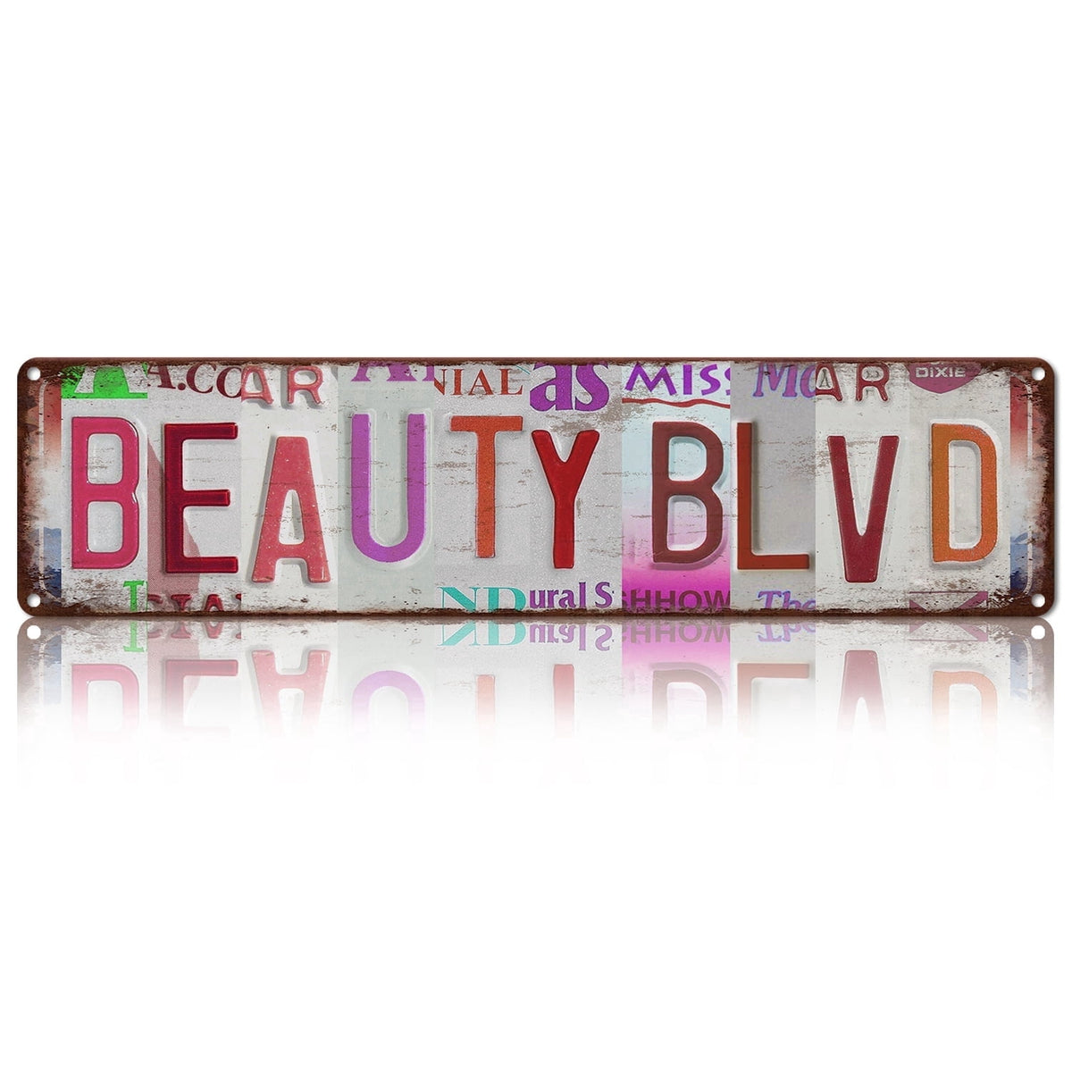Drsoum Beauty Blvd Tin Sign Vintage Metal Retro License Plate Wall Decor for Salon