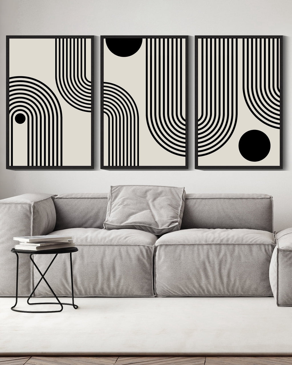 Drsoum Black Minimalism Abstract Boho Wall Art 16x24in3pcs Black Framed Bohemian Decor Ready To Hang