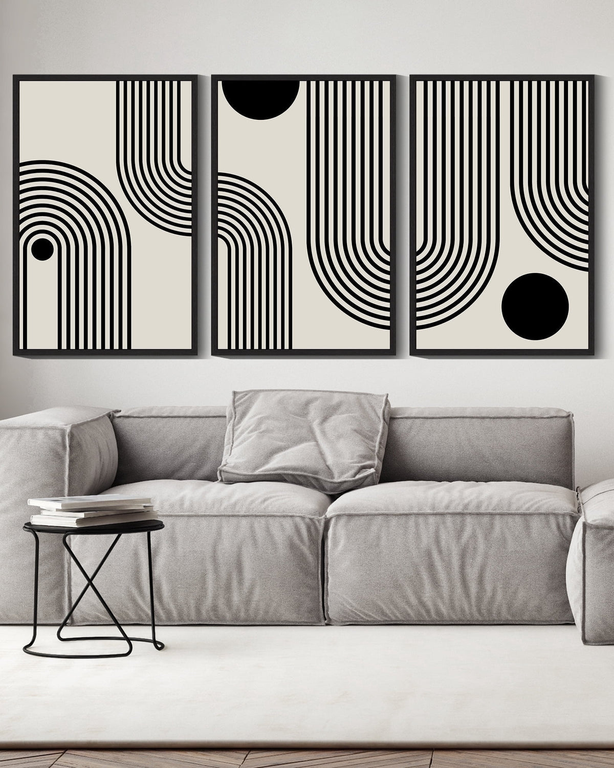 Drsoum Black Minimalism Abstract Boho Wall Art 16x24in3pcs Black Framed Bohemian Decor Ready To Hang
