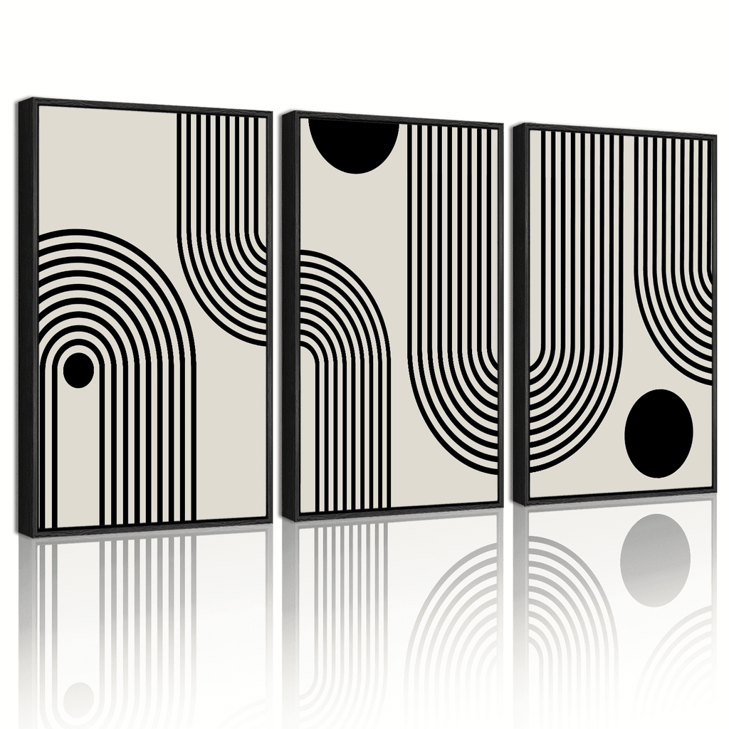 Drsoum Black Minimalism Abstract Boho Wall Art Bohemian Decor Ready To Hang 11x14in3pcs Black Framed