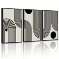 Drsoum Black Minimalism Abstract Boho Wall Art Bohemian Decor Ready To Hang 11x14in3pcs Black Framed