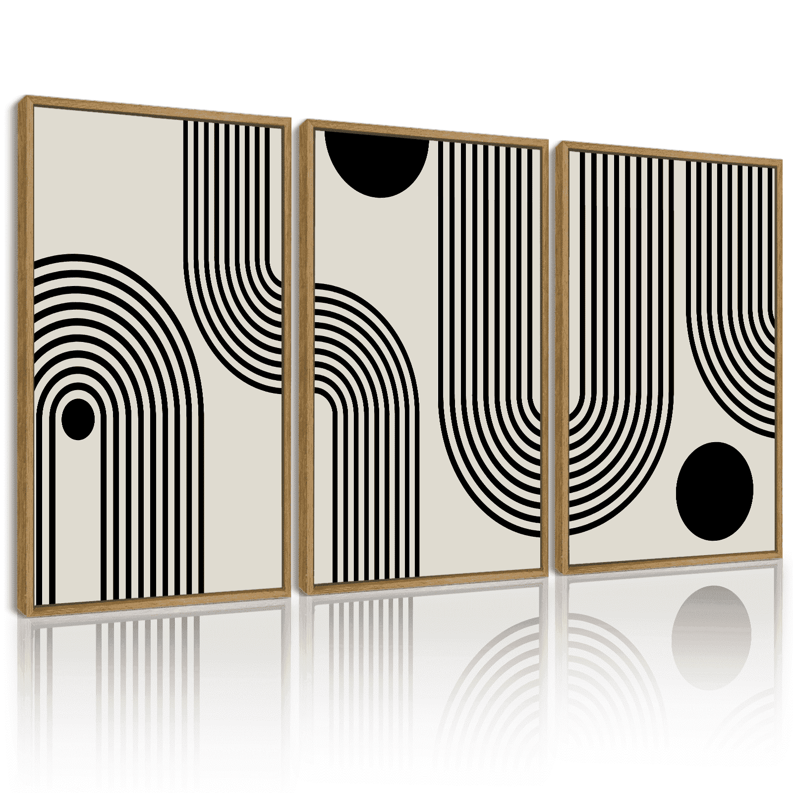 Drsoum Black Minimalism Abstract Boho Wall Art Bohemian Decor Ready To Hang 11x14in3pcs Natural Framed